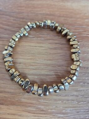 Gold Hematite Beads Bracelet, Hand Crafted, Stretch